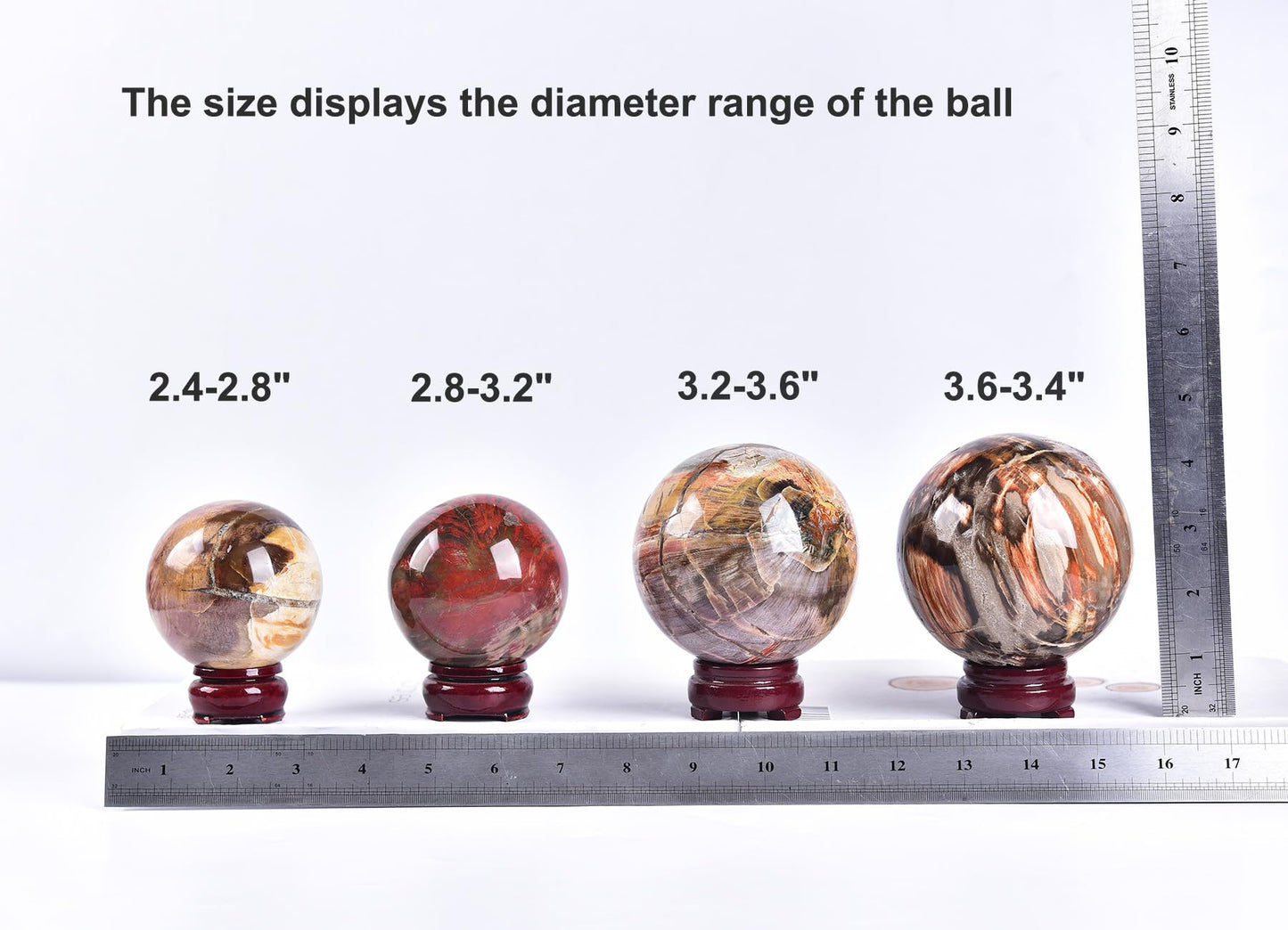 AMOYSTONE Crystal Sphere Heavy Petrified Wood Orb for Living Room Decor
