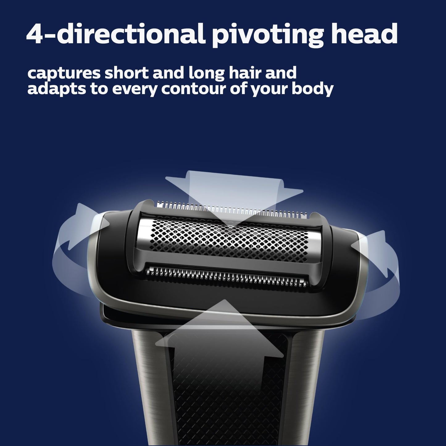 Philips Norelco Body Groomer 7000 Series, Men's Whole Body Groomer, Contour-Following 2D Flexing Head, Triple Protect Shave System & Intimate Body Hair Trimmer, 100% Showerproof, BG7480/50