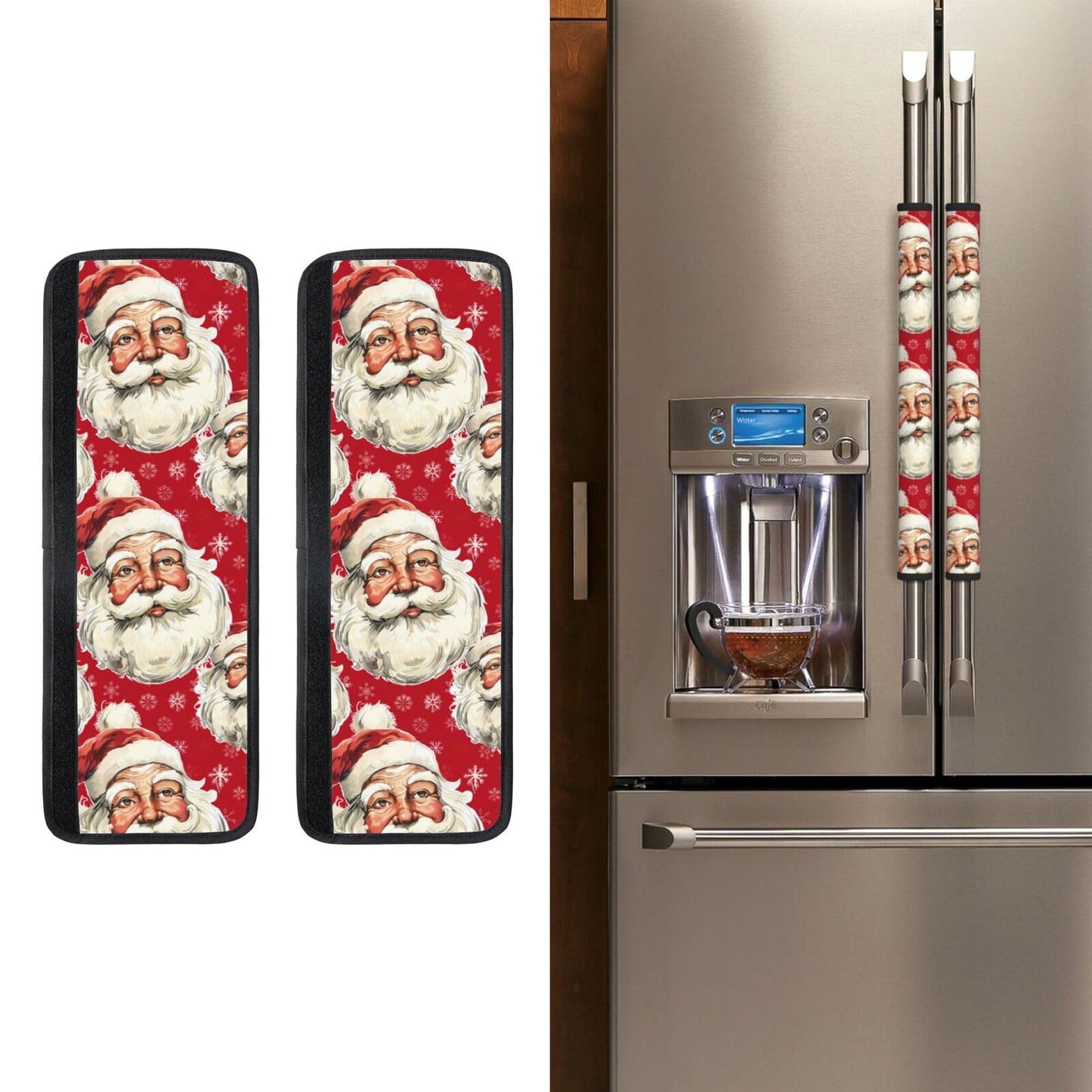 Buyidec Refrigerator Door Handle Covers Christmas Santa Claus Fridge Handle Cover Washable Dishwasher Microwave Fridge Oven Door Decor Handle Cover Keep Your Kitchen Appliances Clean