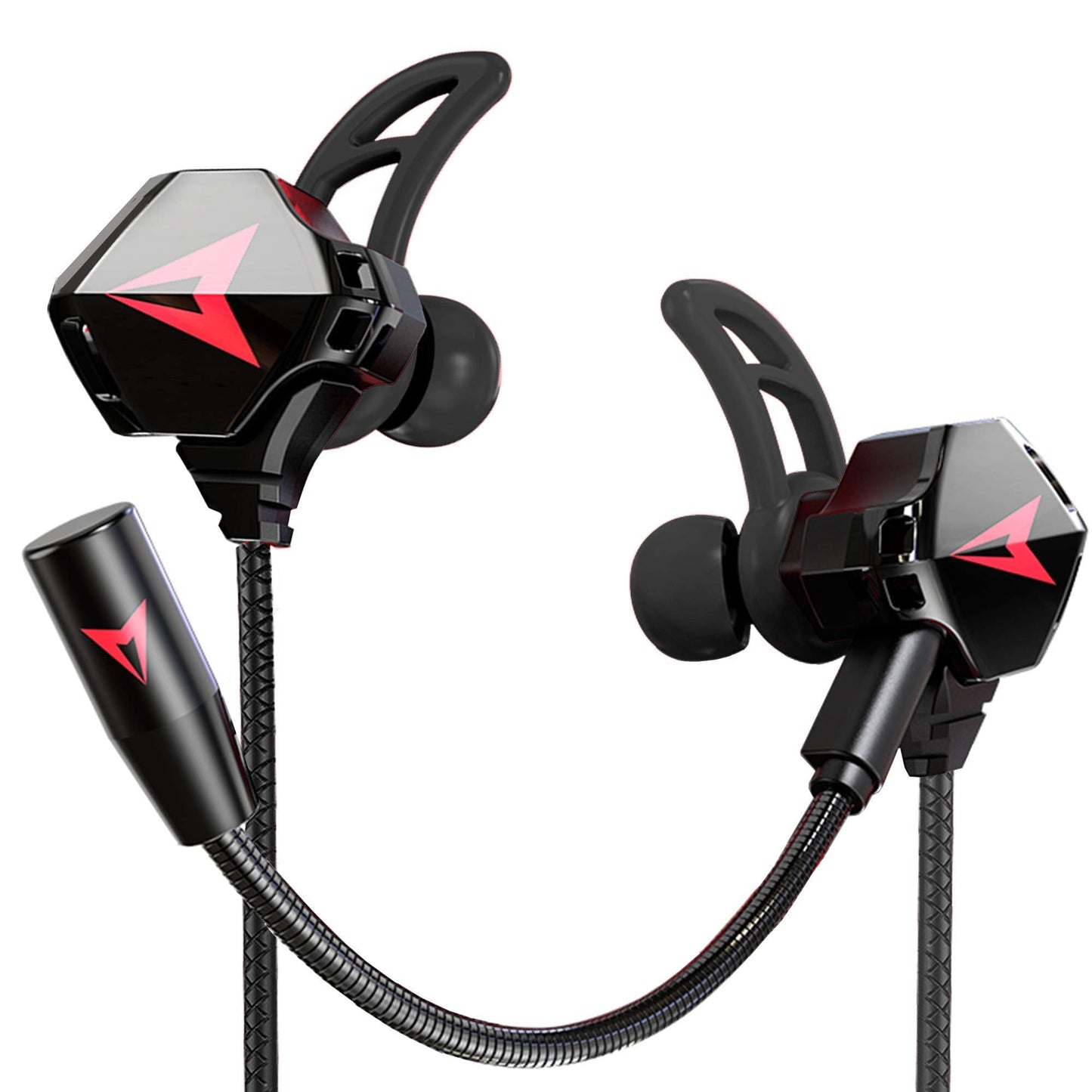 KASOTT Battle Buds Pro in-Ear Gaming Headset with Dual Microphone, Mute and Volume Control, Wired Earphones for Mobile Gaming, Nintendo Switch, Xbox One, PS, PC (New-Black)