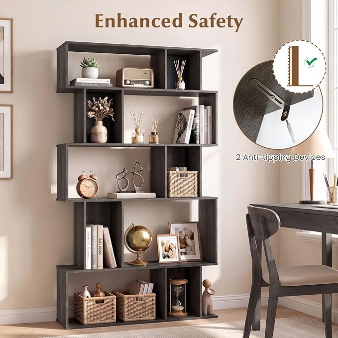 Giantex 5-Tier Bookshelf, 10-Cube Geometric Book Case