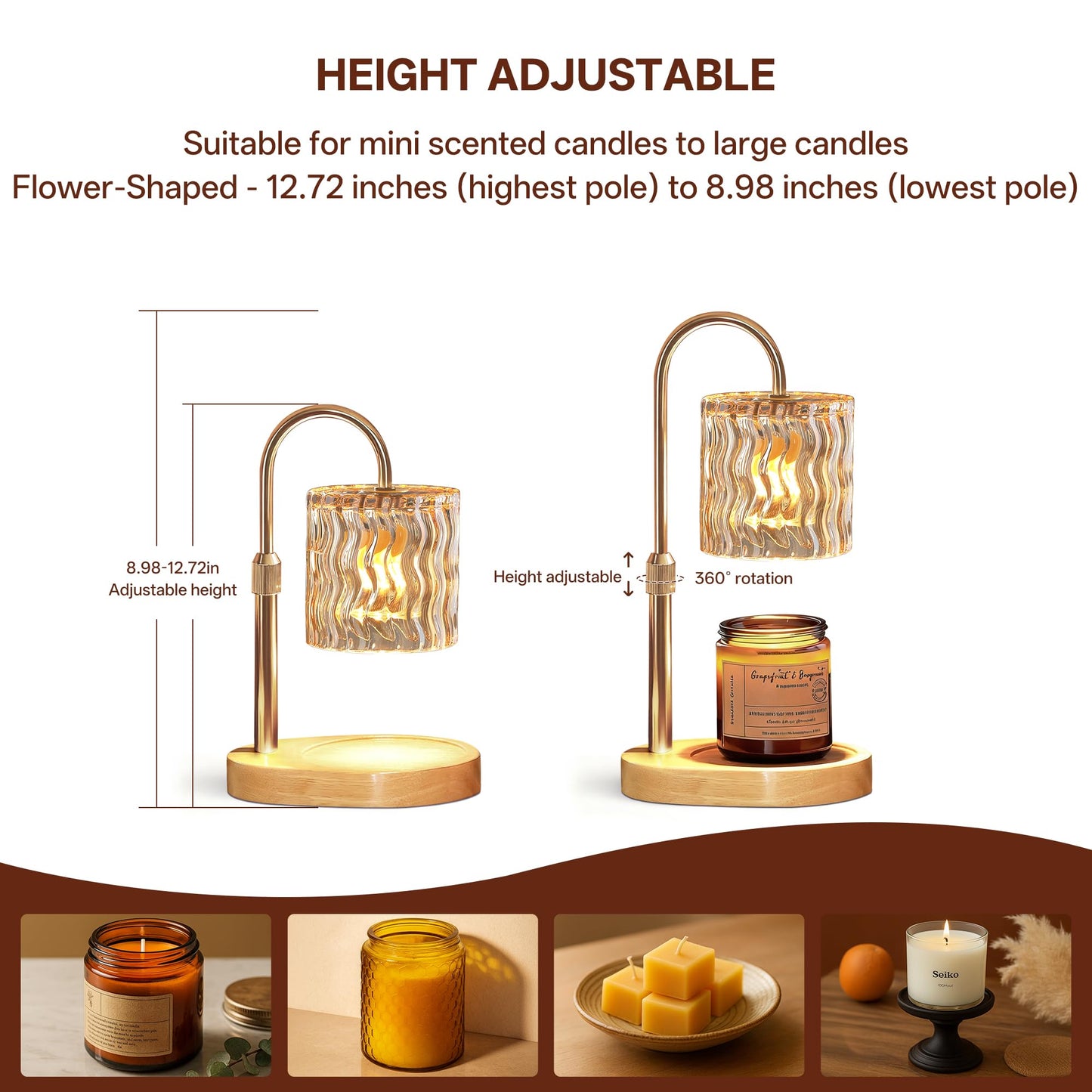 Homelist Candle Warmer Lamp with Timer, Height Adjustable Candle Lamp, Home Decor, Wax Melt Warmer for Birthday Chrismas Holiday Gifts for Mom, Women, Sister