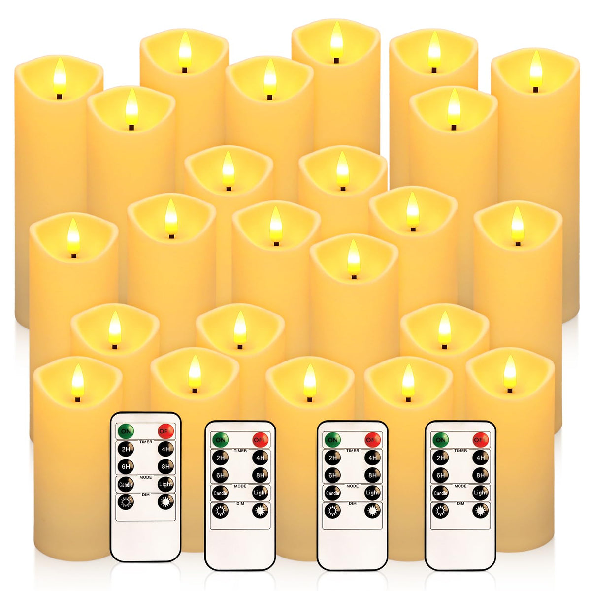 YOROXRG 24 Pack Christmas Decoration Flickering Flameless Candles, Battery Operated Candles,LED Candles for Home Decor,Wedding,Halloween,Birthday,Valentine'sDay (D2.2 xH 5" 6" 7" Ivory)