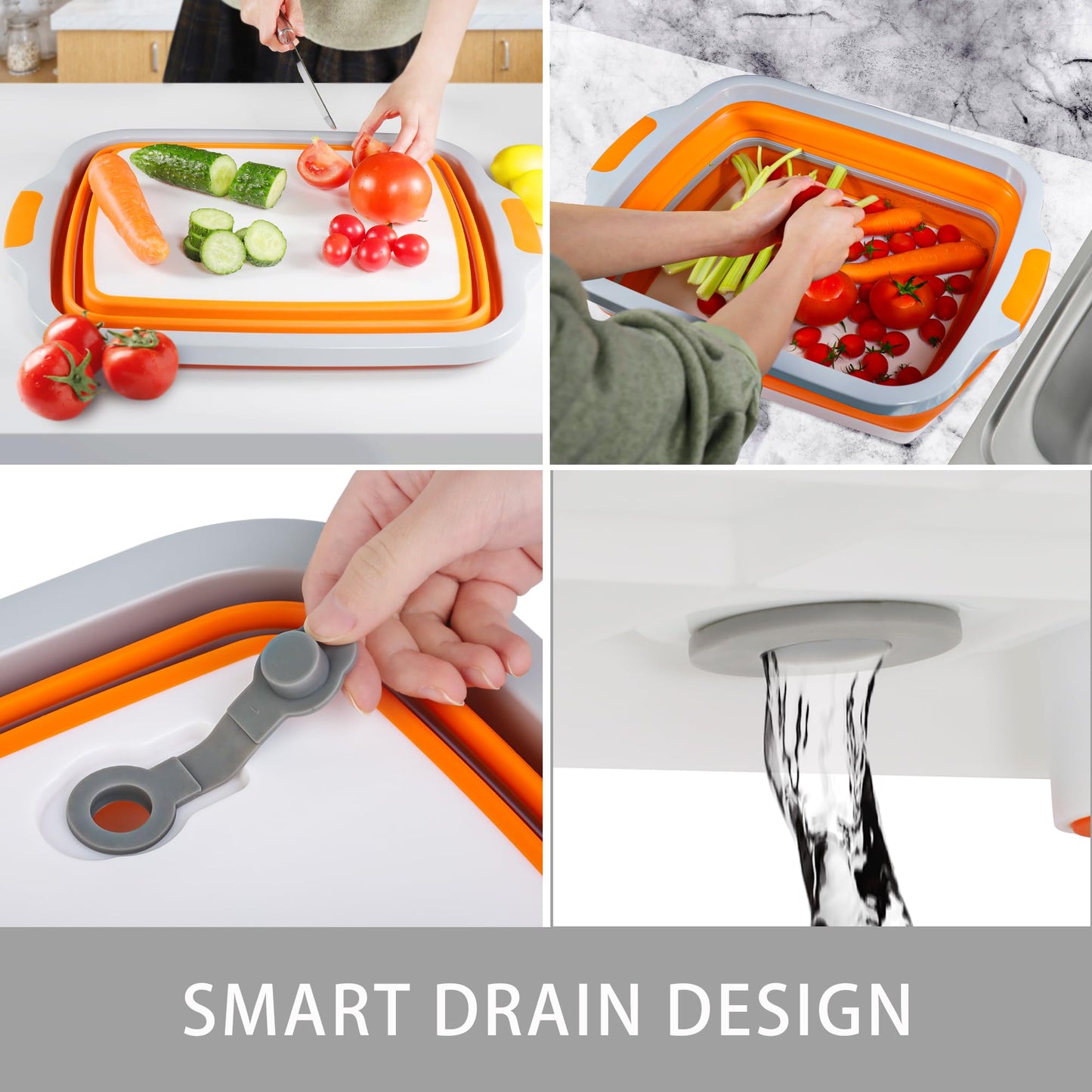 Tiawudi Large Collapsible BBQ Prep Tub with Lid(4.22 Gal/16L), Foldable Camping Sink with Colander, Cutting Board, Dish Basin for Kitchen, Bowl, Vegetable and Fruit, Storage Basket for Picnic