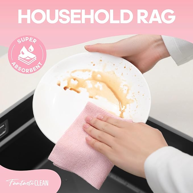 Fantasticlean Microfiber Cleaning Cloth Roll -60 Pack, Tear Away Paperless
