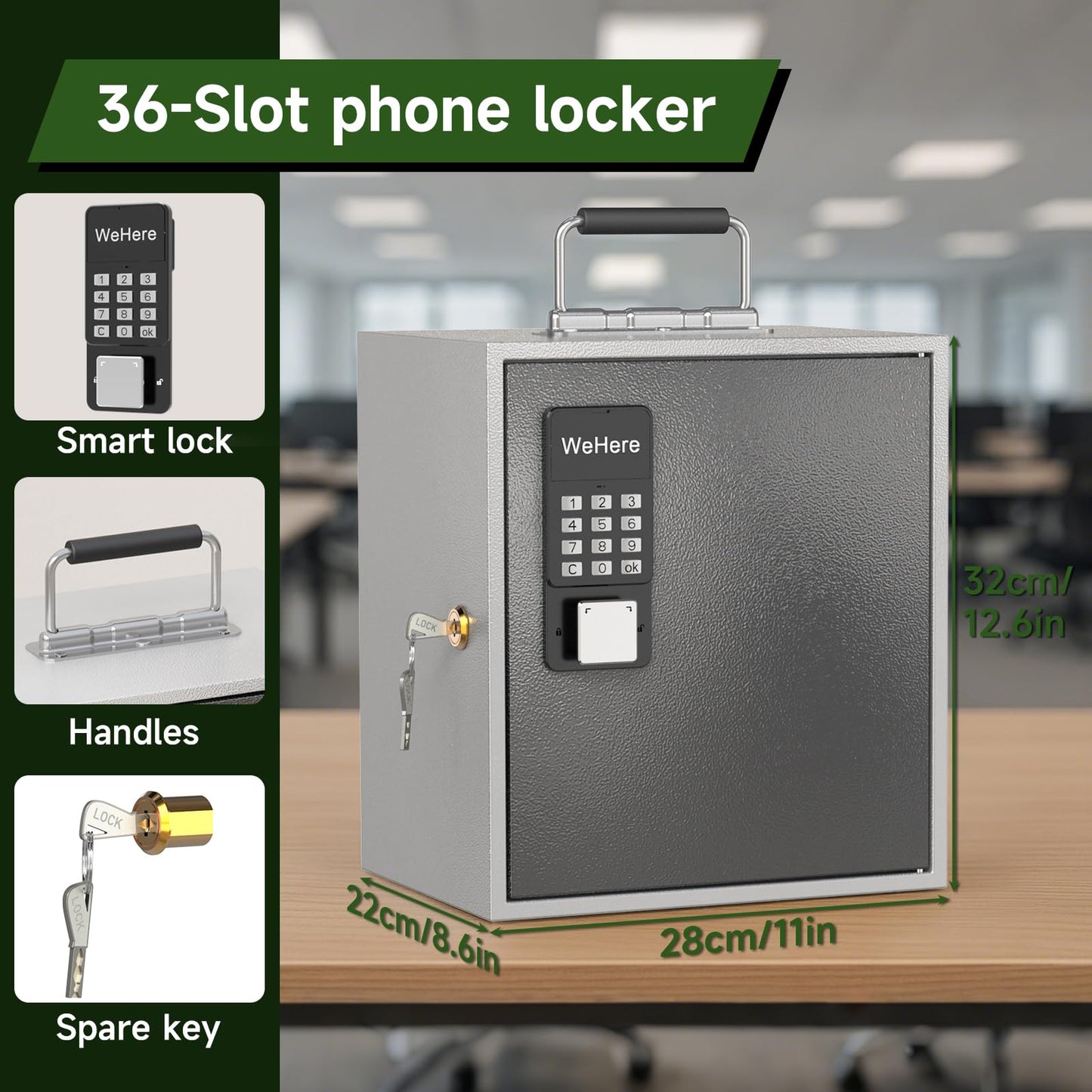 DiDHere 36 Slots Cell Phone Locker with Smart Lock, Portable Phone Storage Locker Box for Classroom School,Storage Phone