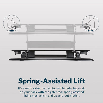 Vari VariDesk Pro Plus 36 - Adjustable Desk Converter with 11 Height Settings - Laptop Sit Stand Desk Riser for Home Office, Table Tops, Workspace - Fully Assembled with Spring Loaded Lift - Black