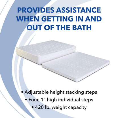 Homecraft Adjustable Height Bath Step, Elevated Step Stool for Independent Transfer in Shower, Bath, Bed, or Toilet, Short Stepping Aid for Elderly, Disabled, and Handicapped