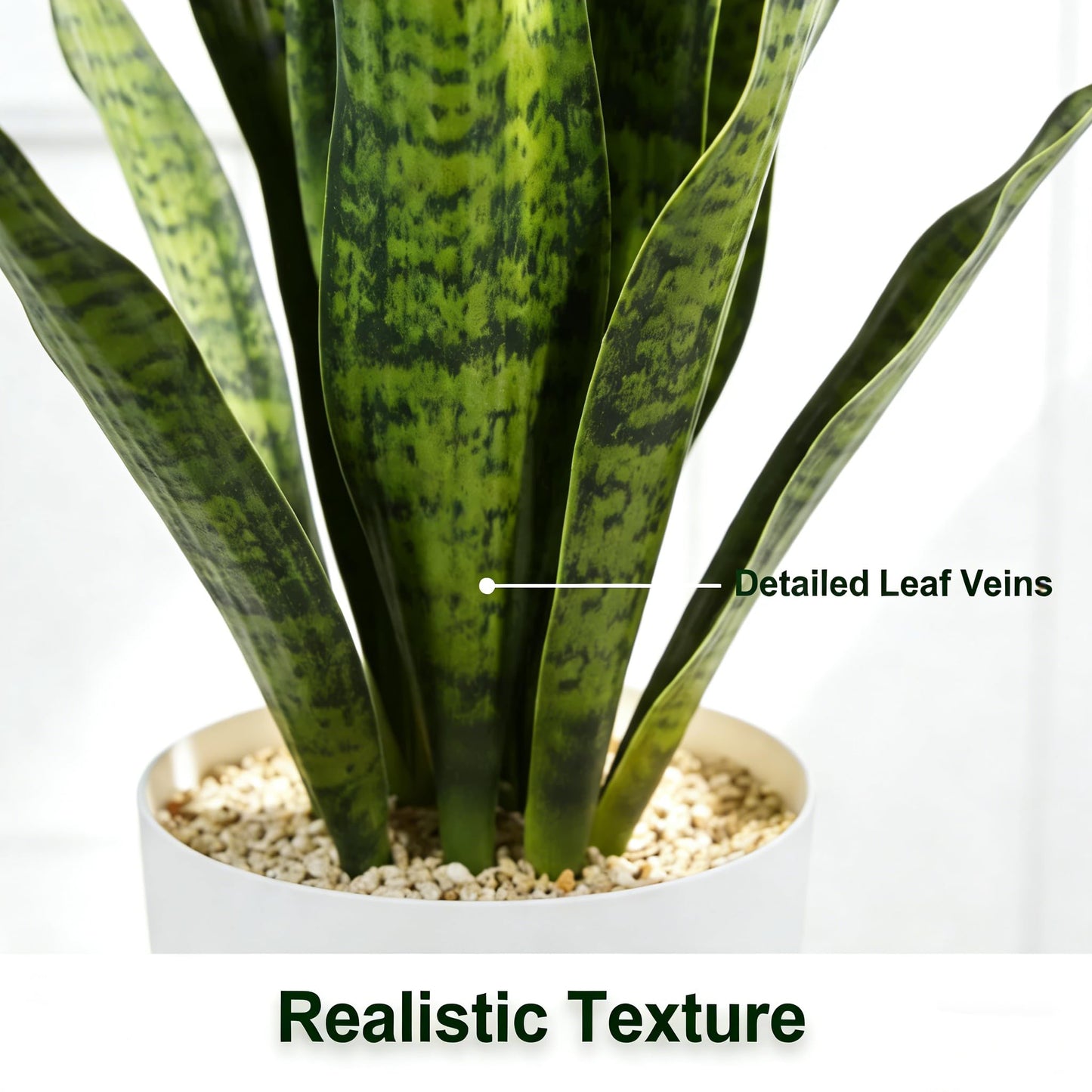 Joyplants Fake Snake Plant, 27in Artificial Plant with White Pot Realistic Leaves, Low Maintenance Potted Plant for Indoor Decor, No Watering Needed, Perfect for Home, Office & Pet Areas