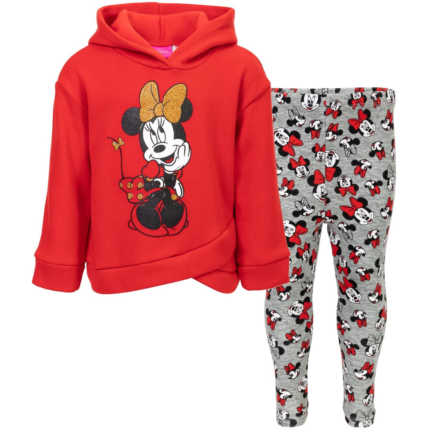 Disney Minnie Mouse Big Girls Fleece Hoodie and Leggings Outfit Set Red 14-16
