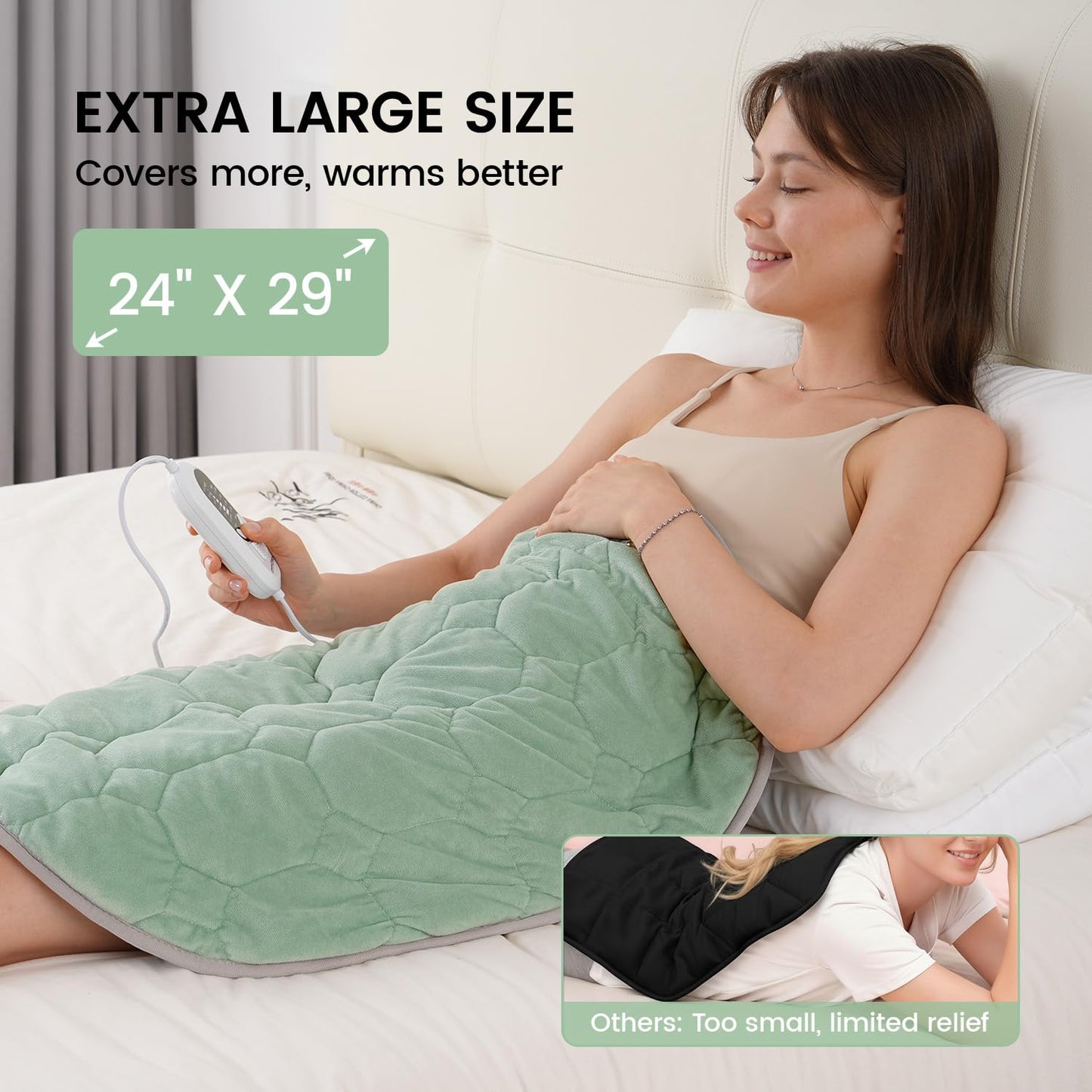 immtree Weighted Heating Pad for Deeper Pain Relief, 7lbs XXXL Size(29x24) with Fast Heat Technology, Heated Blankets for Adults, Relief for Back and Shoulder and Knee