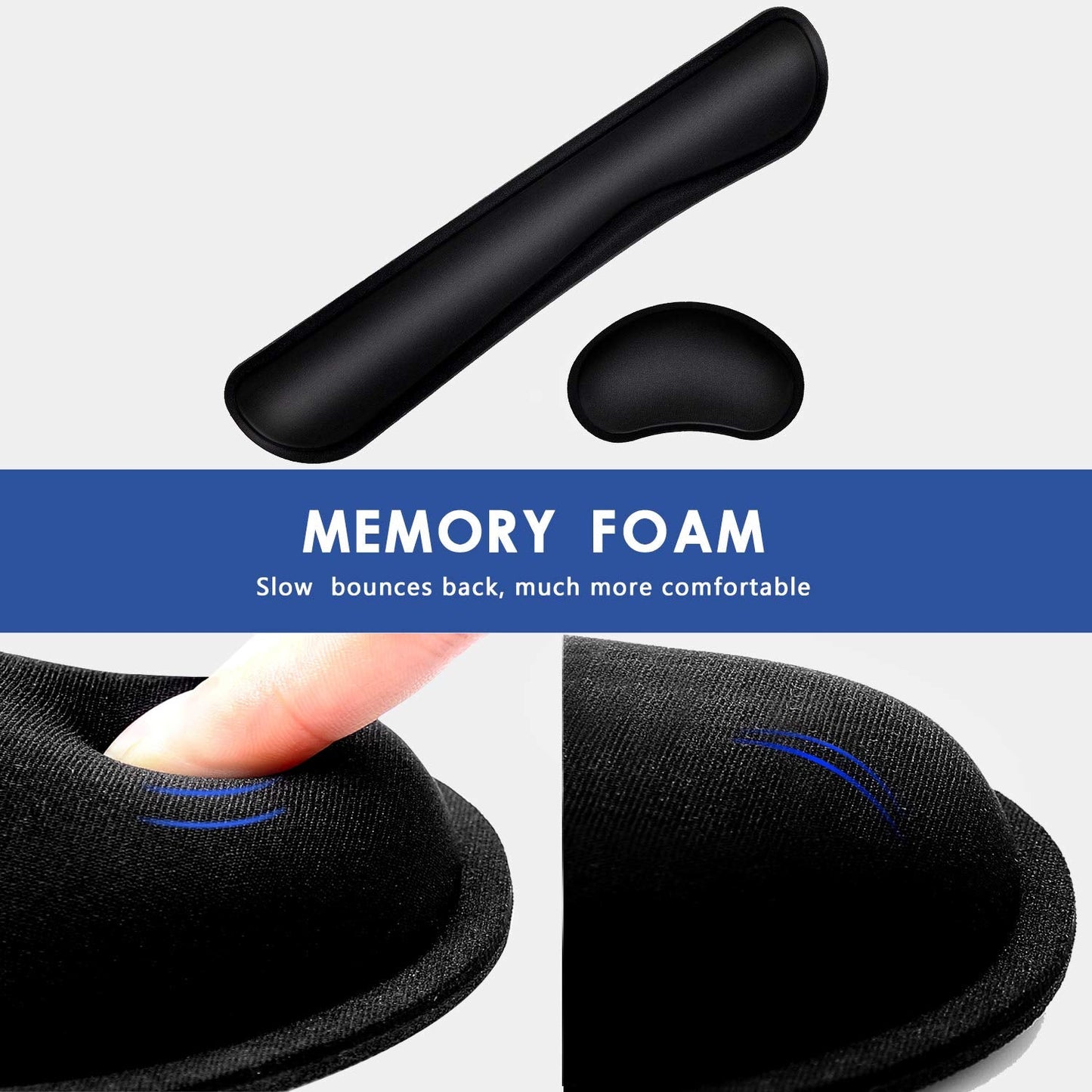 TONOS Keyboard Wrist Rest - 17" Wrist Rest for Computer Keyboard with Memory Foam, Ergonomic Design Wrist Rest Set for Easy Typing, Wrist Pain Relief, Anti-Skid Wrist Rest for Office/Gaming/Laptop