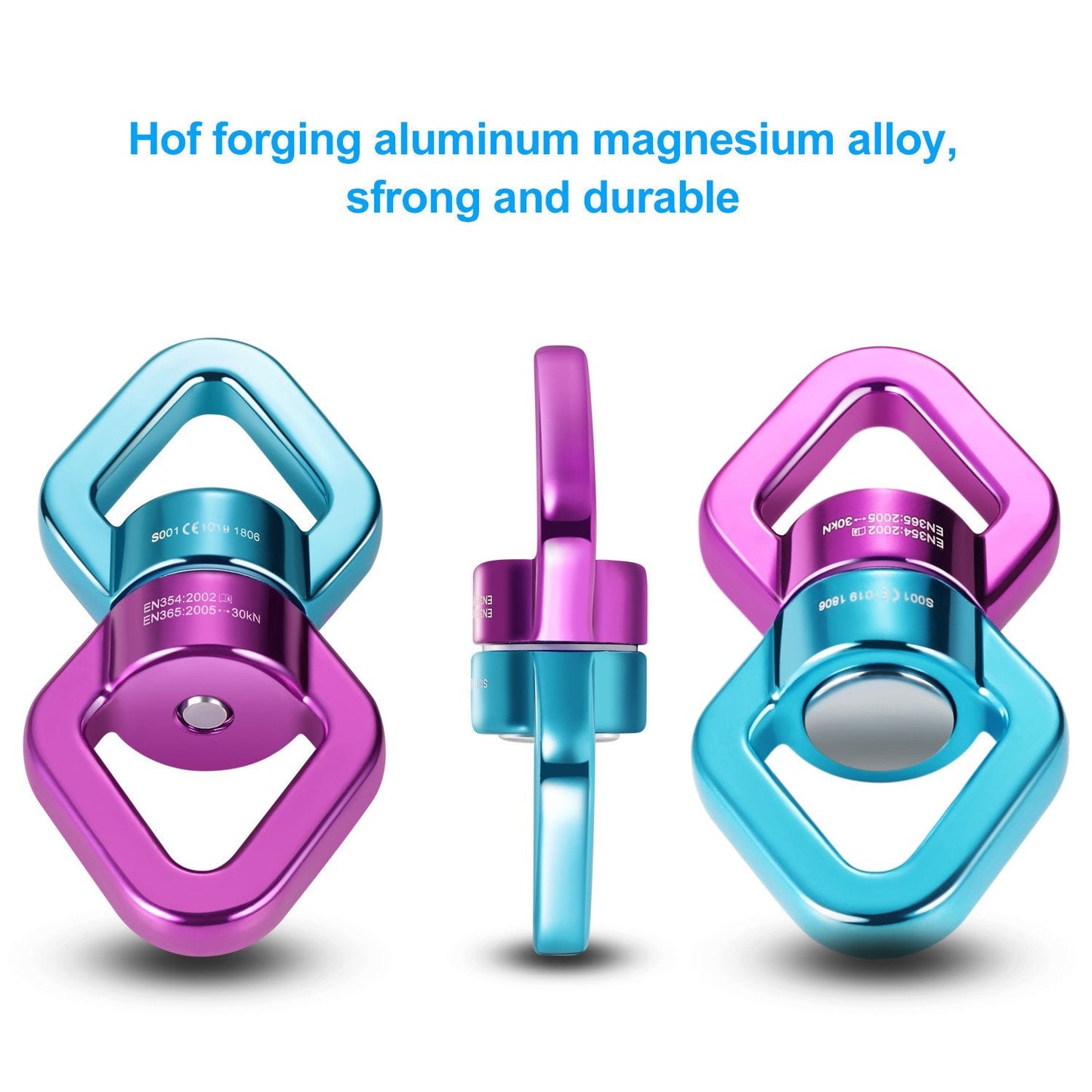 MDAIRC Safety Rotational Device, Aluminum Alloy Double-Ball Bearing Swivel, Holds Up 8500+ Lbs, Minimum Breaking Strength 40 kN, Spins & Rotates 360° for Smooth Rope Climbing, Hiking & Exercise