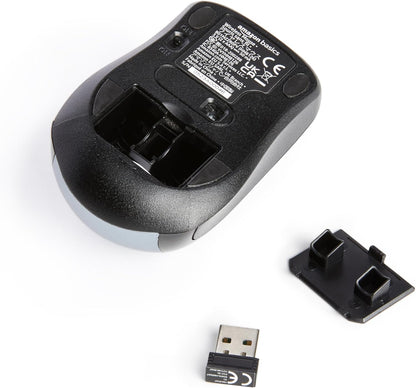Amazon Basics 2.4 Ghz Wireless Optical Computer Mouse with USB Nano Receiver, Black