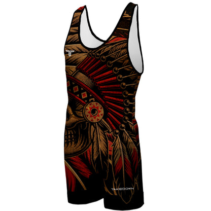 Takedown Wrestling Singlet for Men – Lightweight Compression Fit Wrestling Gear for Powerlifting & Workouts (Warrior Chief, X-Small)