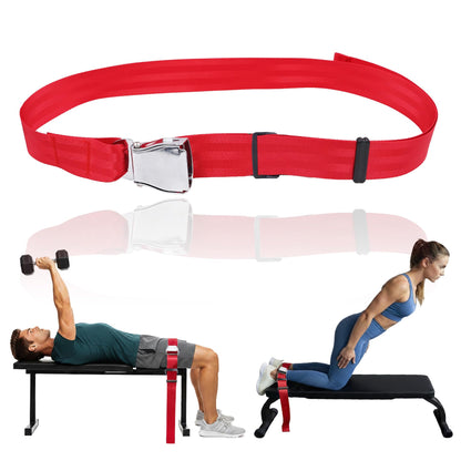 Nordic Curl Stabilizer Strap with Anti-Slip Locking Buckle, Adjustable 63-Inch gym seatbelt for Bench, Nordic Curl, Leg Extensions, Seated Rows & Home Gym Training(red)