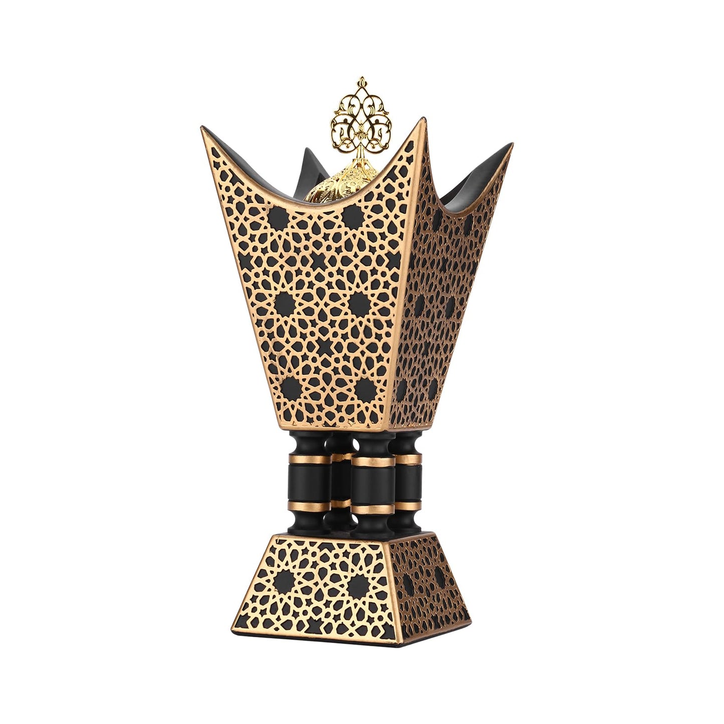TERSCHELLING Bakhoor Incense Burner, Oud Frankincense Resin Burner 8.85Inches Tall,Charcoal Incense Burner - for Yoga, Spa Aromatherapy, Office & Home Decor (Trophy Shape) (Black)