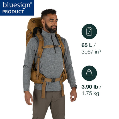 Osprey Rook 65L Men's Backpacking Backpack, Dark Charcoal/Silver Lining