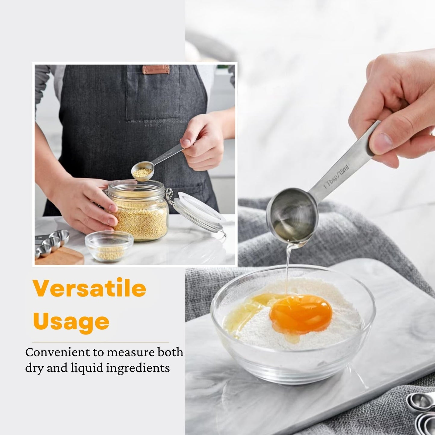 23 Pcs Stainless Steel Measuring Spoons Set with Leveler, Metal Round & Rectangular Spoons plus 5 Mini Teaspoons for Precise Cooking and Baking, Standard Sizes with Clear Engraved Markings