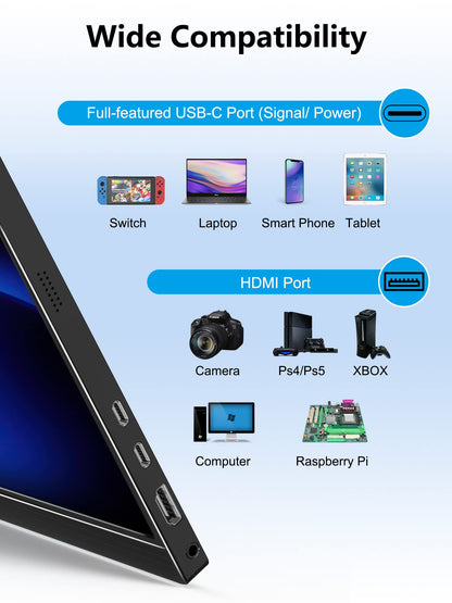 4K Portable Monitor, 16" 3840x2400 IPS Laptop Screen, 1500:1, 400 Nits Screen USB C HDMI Computer Gaming Display with Speakers & Smart Cover, Travel Monitor for PC Phone PS5/4 Xbox Switch