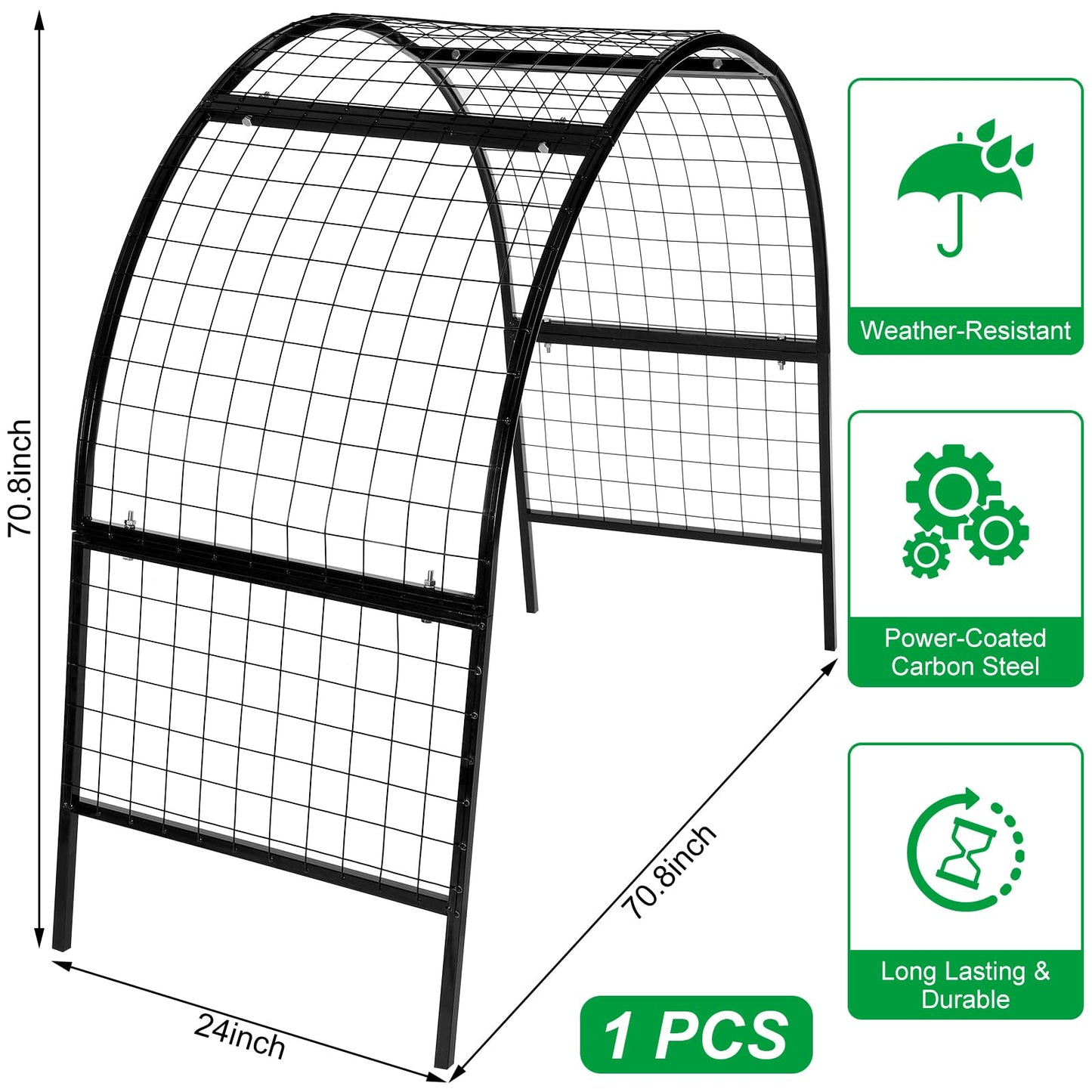 Newtay Arch Trellis for Planter Box Garden Wide Arbor Trellis Metal Arbor for Climbing Plants, Vegetables and Flowers Decorative Outdoor(Black,6 x 2 x 6 ft)
