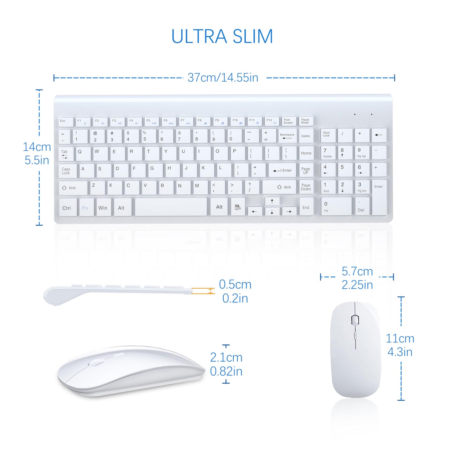 Wireless Keyboard and Mouse Ultra Slim Combo, TopMate 2.4G Silent Compact USB 2400DPI Mouse and Scissor Switch Keyboard Set with Cover, Batteries Included, for PC/Laptop/Windows/Mac - Gray Black
