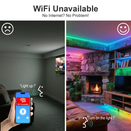 Smart Led Strip Lights,Offline Voice Control RGBW Light Strip No App Required, Music Sync Dimmable Color Changing 10 Voice Commands with Warm White, Perfect for Bedroom Basements Kids Room Gaming
