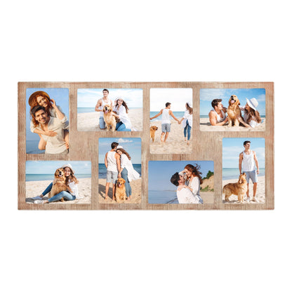 YESKAY 4x6 Picture Frame Collage for Wall Decor,Multiple Photo Collage Frames with Tempered Glass,8-Opening for 4 x 6 Picture Frames,Rustic Brown,1 Pack(OD:11.75X21in)