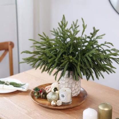 YXZZWL 16 Pcs Christmas Norfolk Pine Branches, 18 Inch Soft Textured Artificial Norfolk Pine Branch Faux Cedar Pine Stem Fake Greenery Picks for Vase DIY Garland Wreath Home Decoration