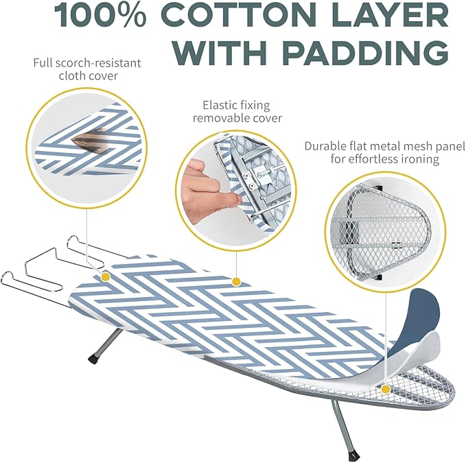Small Tabletop Ironing Board Foldable, RAINHOL Steel Mesh Portable Iron Board