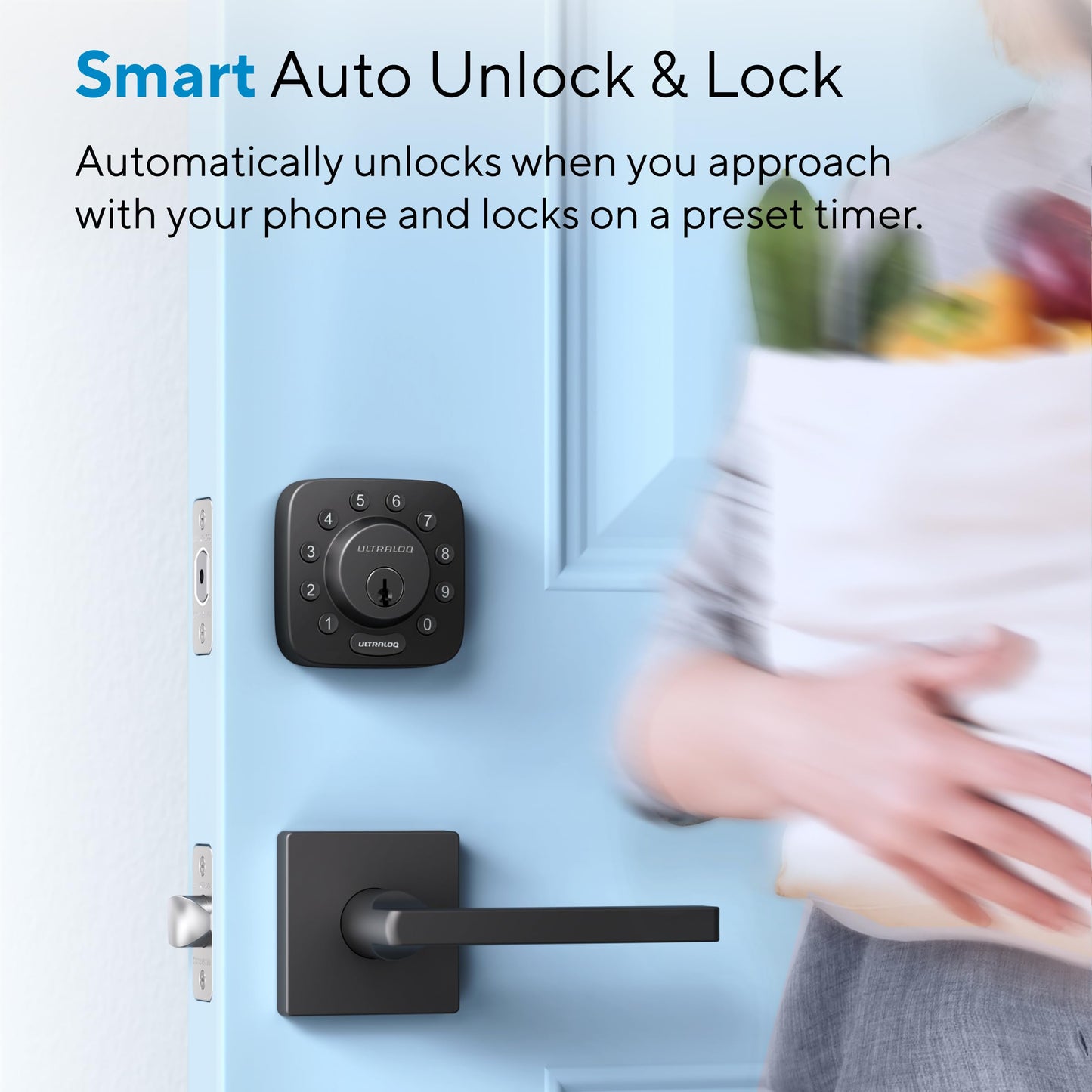 ULTRALOQ U-Bolt WiFi Smart Lock with Door Sensor, 7-in-1 Keyless Entry Door Lock, Built-in WiFi Deadbolt Front Door, App Remote Control No Hub, Auto Unlock, Easy Installation, IP65 Waterproof, Black