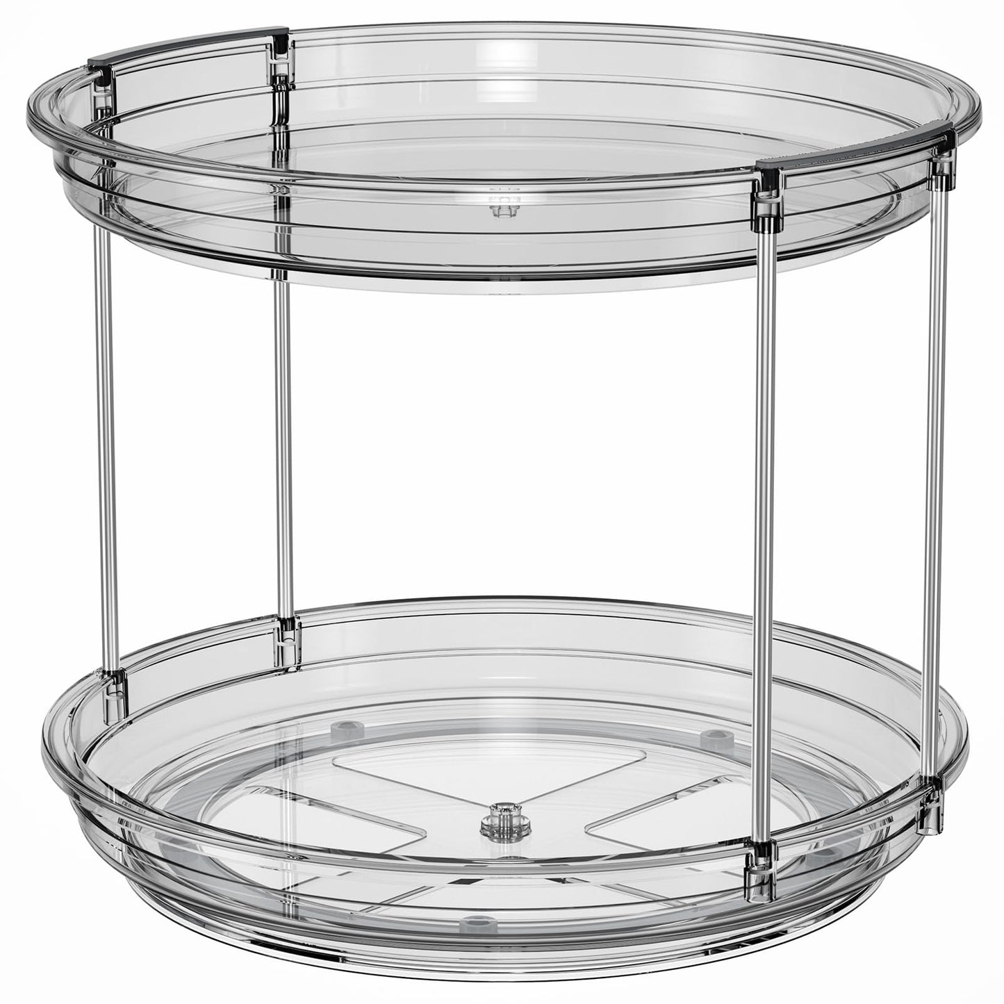 LAMU 2 Tier Lazy Susan Turntable Organizer 9.25'' Rotating Spice Rack Organization for Cabinet, Kitchen, Pantry, Countertop, Bathroom, Vanity, Medicine Cabinet Organizer, Clear