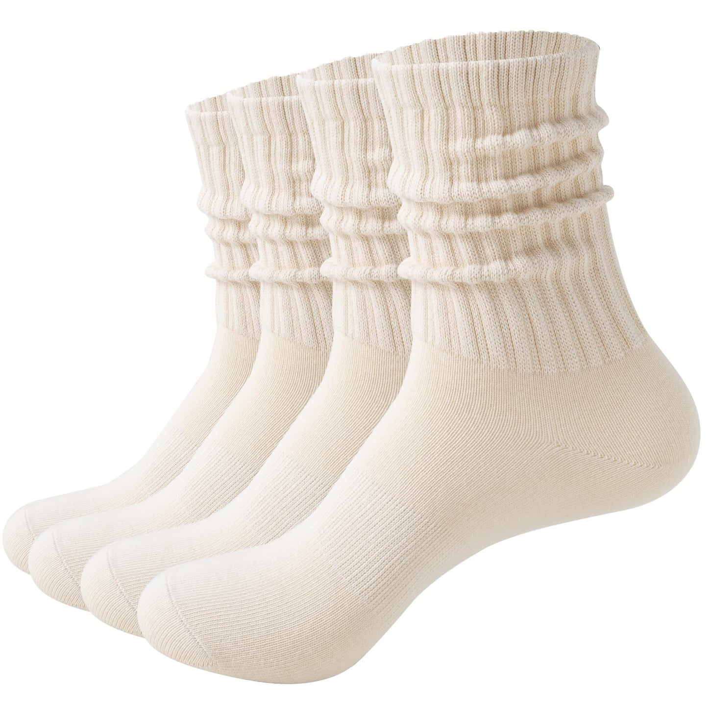 Women's 88% Cotton Slouch Crew Socks - Scrunch Socks, Non-Slip Y-Heel, Foldable Slouchy Socks (Fits 5-11) All Season