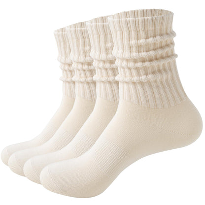 Women's 88% Cotton Slouch Crew Socks - Scrunch Socks, Non-Slip Y-Heel, Foldable Slouchy Socks (Fits 5-11) All Season