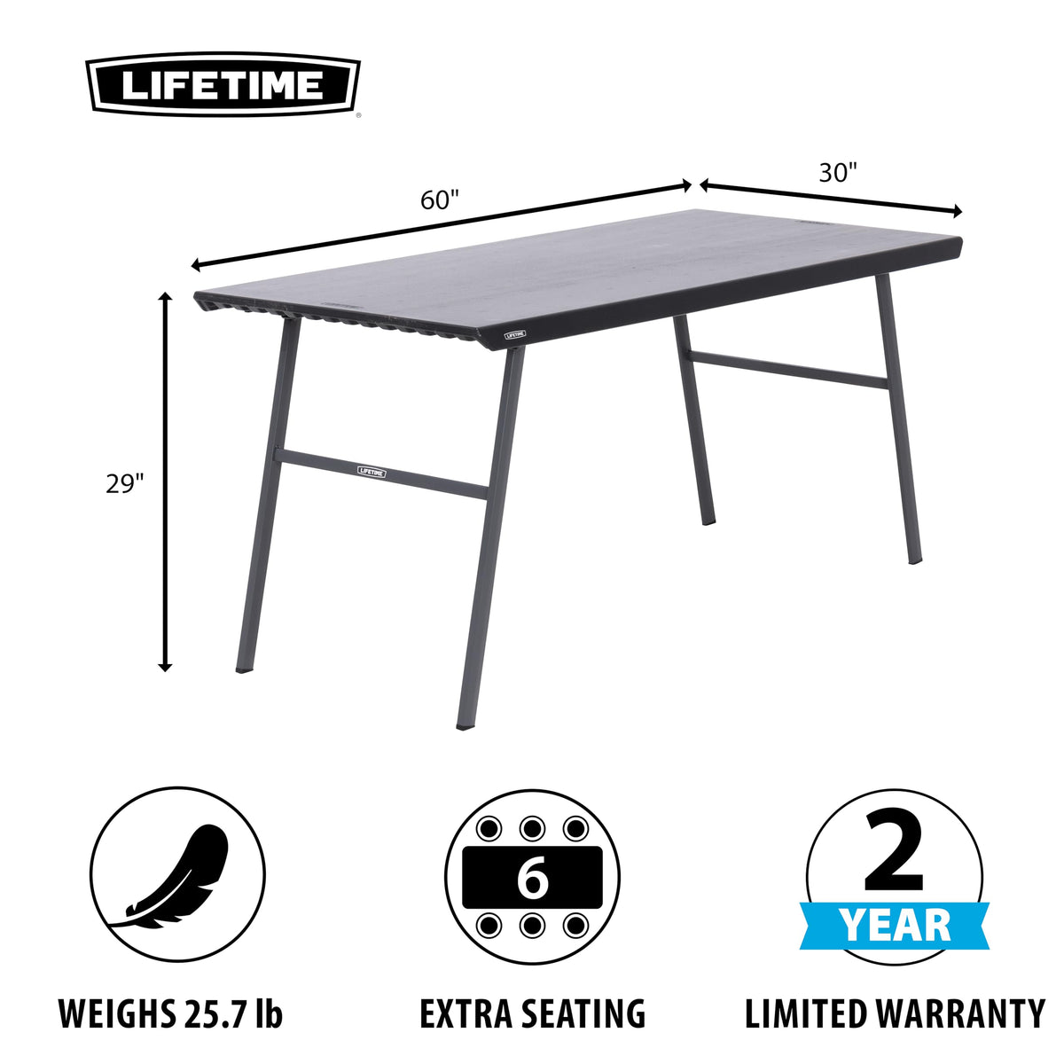 LIFETIME 5-Foot Desk Folding Table, Multipurpose Home Office Workstation