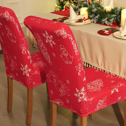 FORCHEER Dining Room Chair Covers 4 Chirsmas Stretch Kitchen Chair Slipcovers Set of 4 Washable- Christmas Red