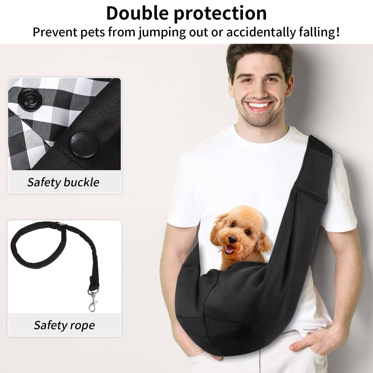 Sarsumir Dog Carrier Bag Dog Sling, Pet Carrier for Small Medium Cat Dog, Puppy Carrier with Adjustable Shoulder Strap Puppy Sling for Travel Walking Shopping, Black