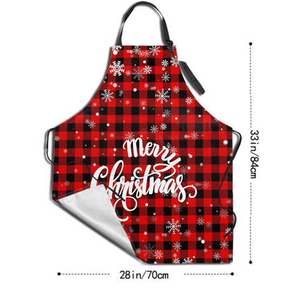 Kawani Merry Christmas Cooking Apron, Red and Black Buffalo Plaid Apron With 2 Pockets and Adjustable Neck Strap, Waterproof Chef Kitchen Holiday Apron for Cooking Gardening 33x28 in