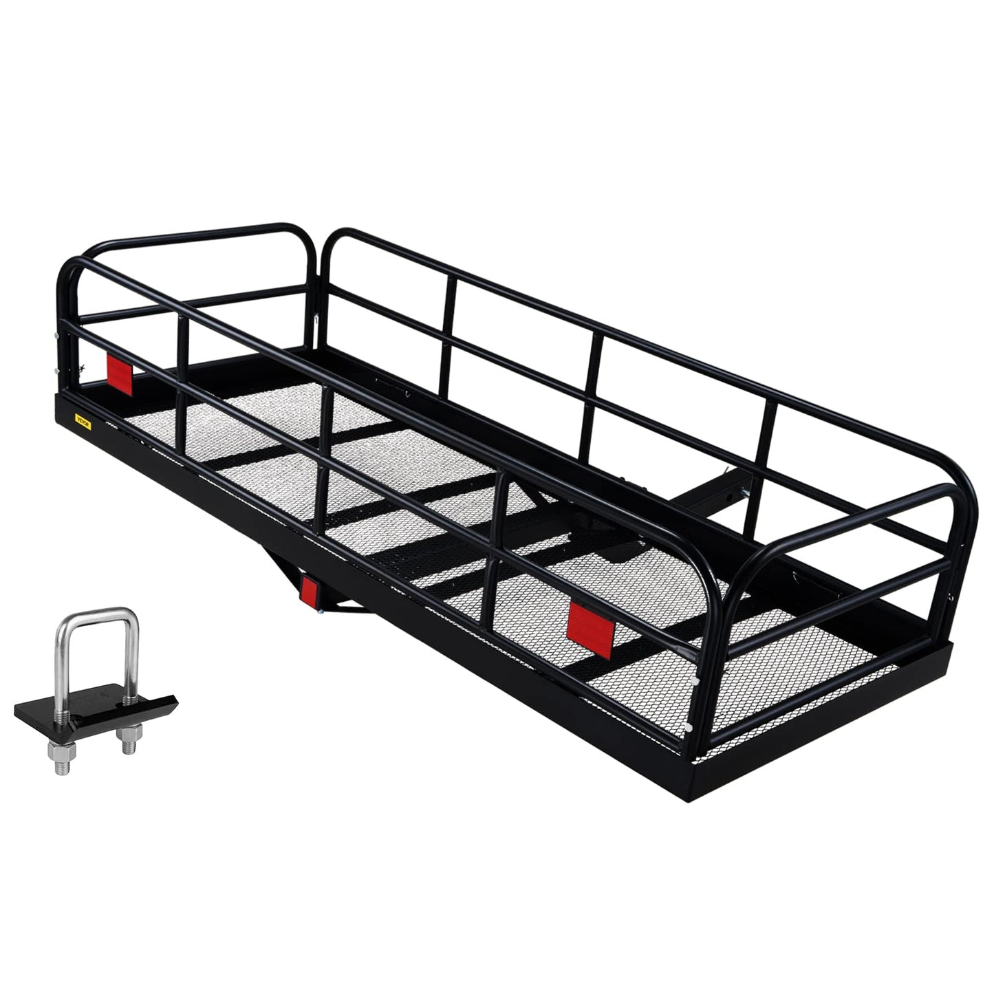VEVOR 60x24x14 in Hitch Cargo Carrier, 400lbs Capacity Folding Trailer Hitch Mount Cargo Basket, Steel Luggage Carrier Rack Fits 2" Hitch Receiver for SUV Pickup Truck