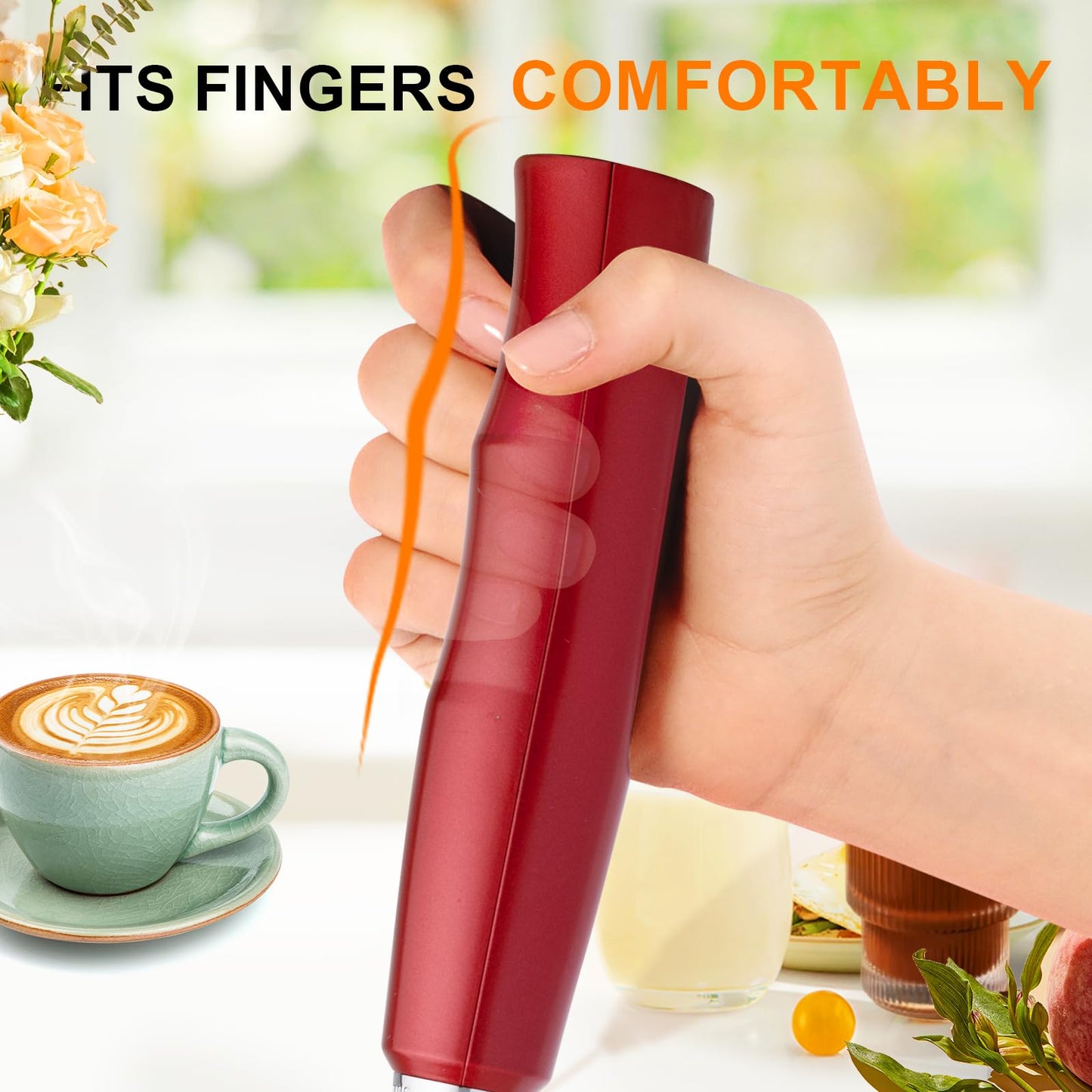 YUSWKO Black Handheld Milk Frother Wand for Coffee, Rechargeable Electric Whisk with 3 Heads 3 Speeds Drink Mixer Coffee Frother For Latte, Cappuccino, Hot Chocolate, Egg