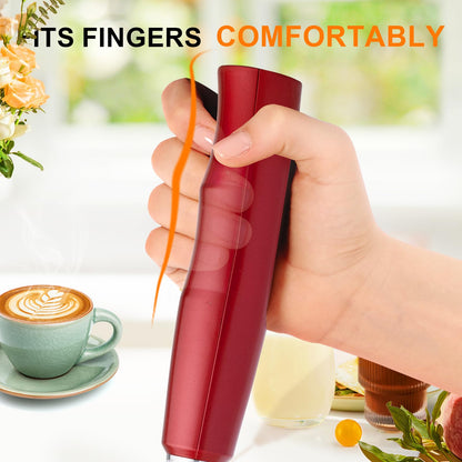 YUSWKO Black Handheld Milk Frother Wand for Coffee, Rechargeable Electric Whisk with 3 Heads 3 Speeds Drink Mixer Coffee Frother For Latte, Cappuccino, Hot Chocolate, Egg