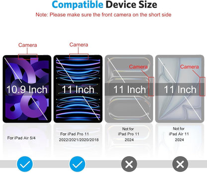 OMOTON Screen Protector for iPad Air 5th 4th Generation (Air 5/4, 10.9 Inch, 2022/2020) iPad Pro 11 Inch (2022/2021/2020/2019) Tablet - Tempered Glass, Case Friendly, Apple Pencil Compatible, 2 Pack