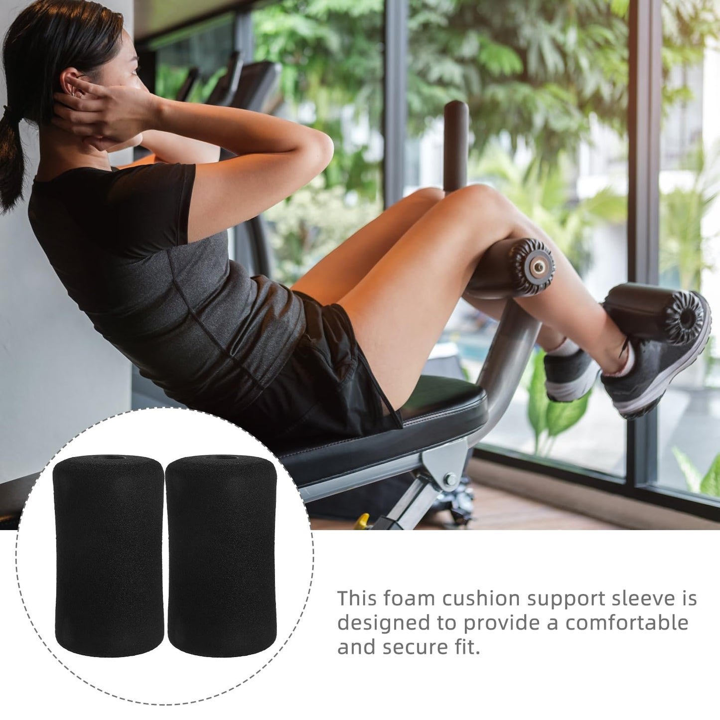POPETPOP 4 Pcs Foot Foam Pads Rollers Replacement: Foam Foot Pad Rollers Tube Cover, Gym Replacement for Weight Bench, Leg Extension, Exercise Machine (Black)