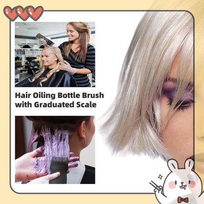 FXSPLCZ Root Comb Applicator Bottle Oil Applicator for Hair Dye Hair Oiling Bottle with Graduated Scale, 6 Ounce (Black)