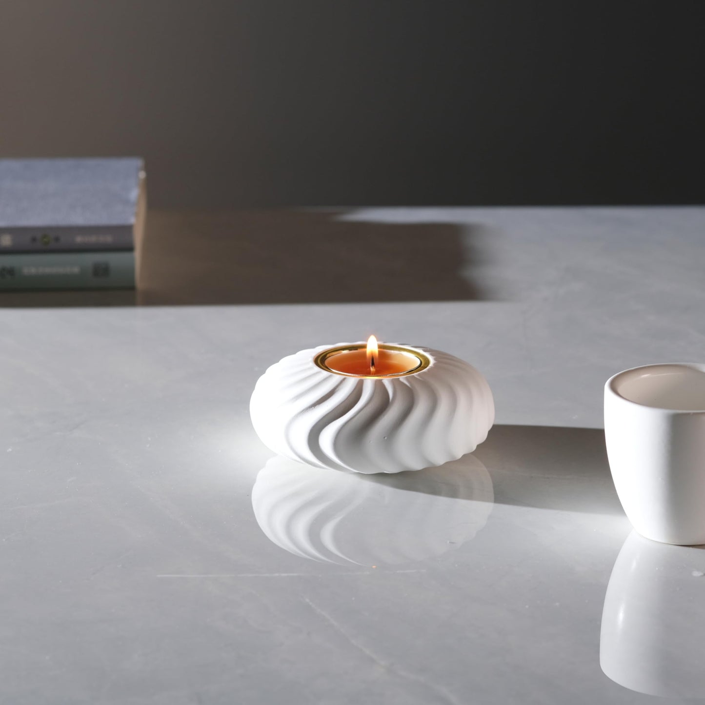 ICNBUYS Twizzle Twist Tealight Holder, Decorative Tealight Holder for Table Display, Unique Home Décor Aesthetic, Housewarming Gift, Spiral Sculpture Tealight Candle Stand Height 1.6 inches Cement