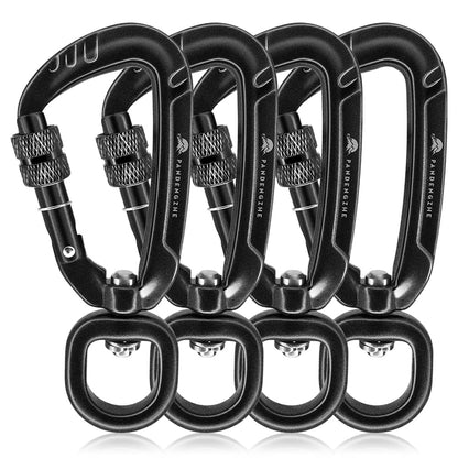 PANDENGZHE Locking Carabiner Clips 2.5" with Swivel Clasp for Securing Pets, Dog Leash Harness, Camping, Hiking, Backpack, Outdoors, Gym (4 Pack)