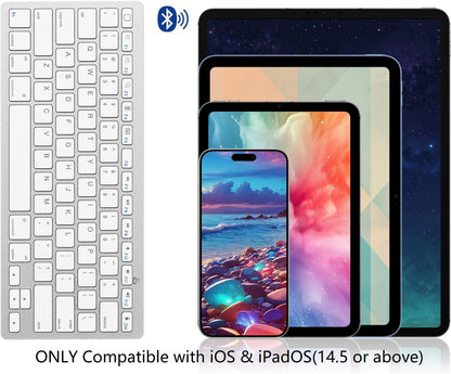 OMOTON Bluetooth Keyboard Compatible with iPad 10th Generation, iPad 10.2 (9th/8th/7th), iPad Pro 13/12.9/11 inch, iPad Air/Mini and More iOS Devices, White