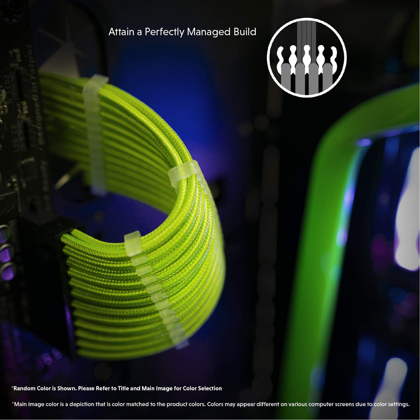 LINKUP - AVA 30cm PSU Cable Extension Sleeved Custom Mod GPU PC Braided w/Comb Kit | 1 x 24 P (20+4) | 1 x 8 P (4+4) CPU | 2 x 8 P (6+2) GPU set | 300mm - OrangeBlack