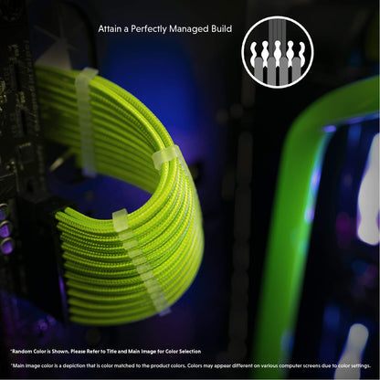 LINKUP - AVA 30cm PSU Cable Extension Sleeved Custom Mod GPU PC Braided w/Comb Kit | 1 x 24 P (20+4) | 2 x 8 P (4+4) CPU | 2 x 8 P (6+2) GPU set | 300mm - OrangeBlack