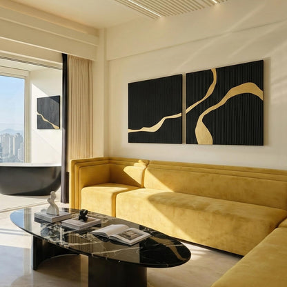 JUHOME Hand-Painted Thick Textured 3D Curve in Plaster Abstract Neutral Wall Art, Contemporary Minimalist Canvas Oil Painting Wall Decor,Home Decorative Art Painting